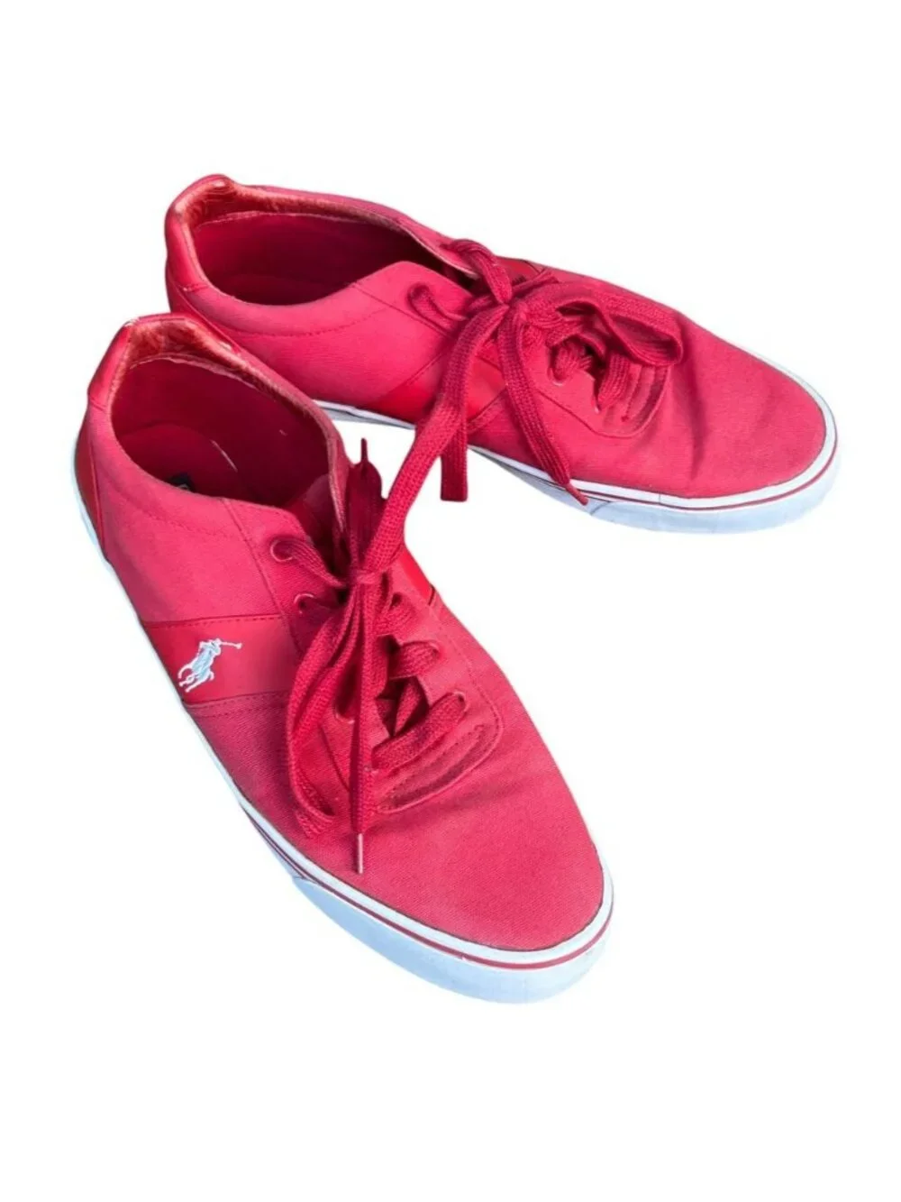 Polo by Ralph Lauren Men’s Hanford Red Canvas Low-Top Sneakers Size 11.5